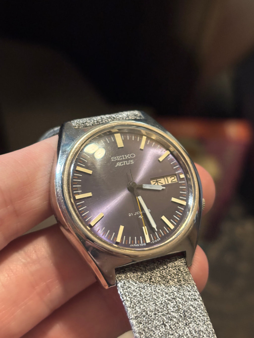1970 Seiko Actus Amethyst Purple Dial Watch Automatic