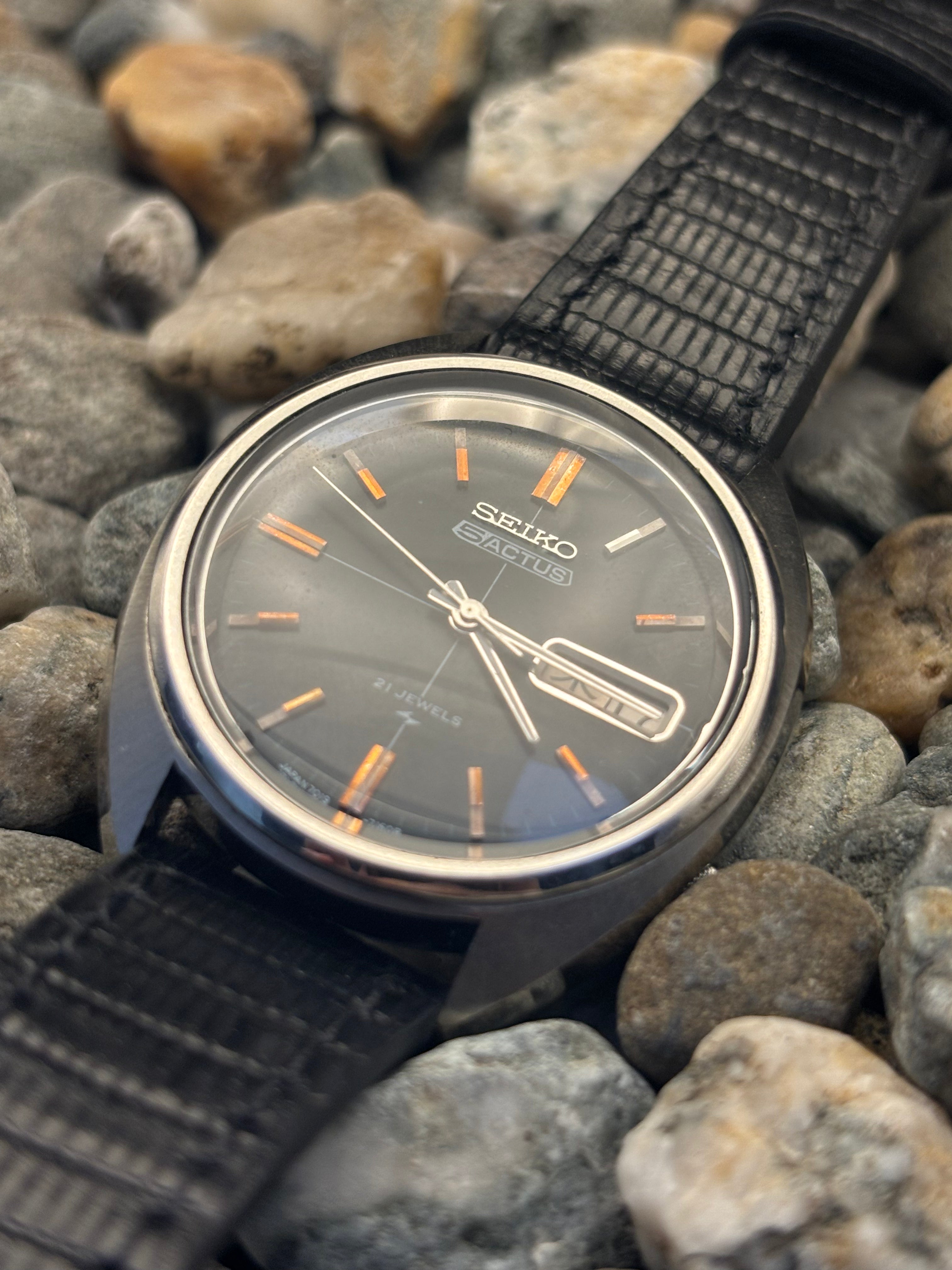 1973 Seiko 5 Actus Aged Gilt Patina Indices Automatic
