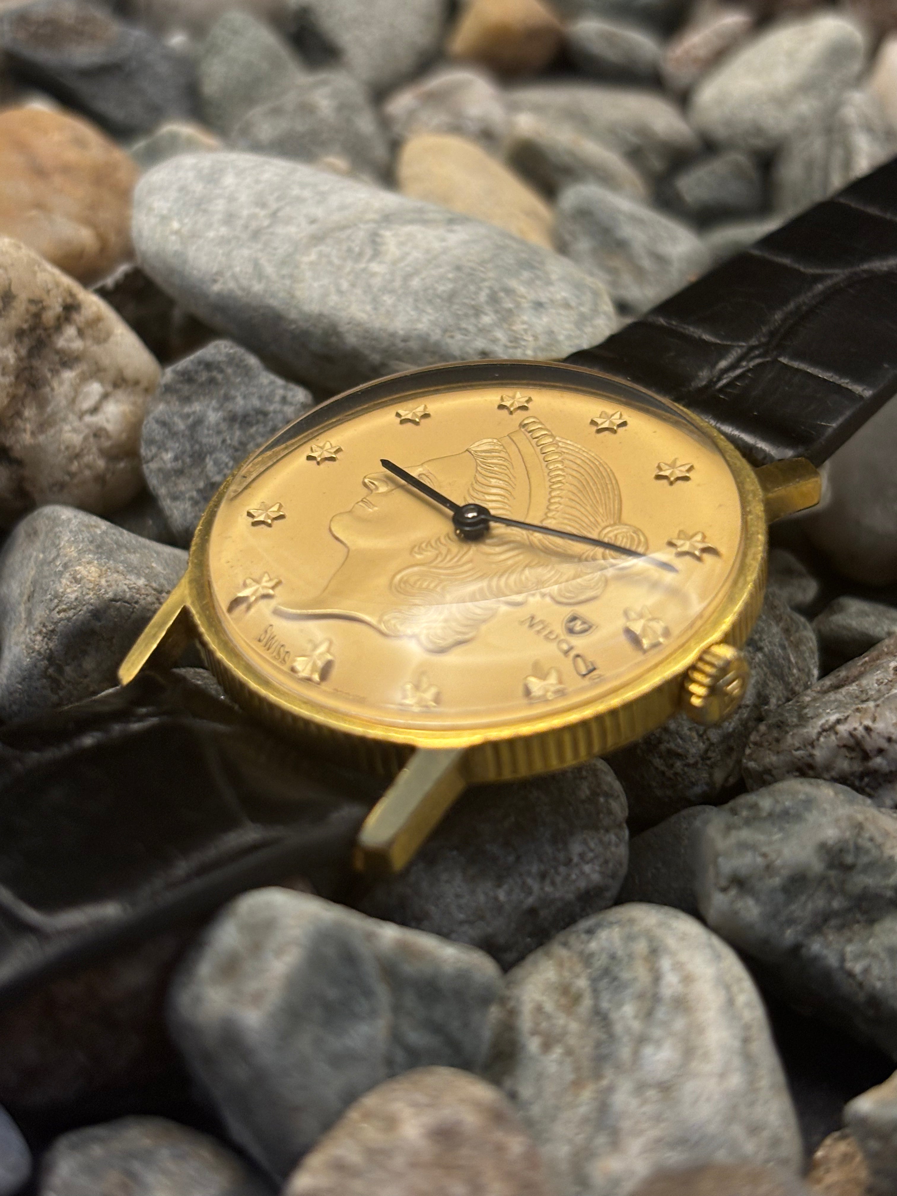 1960s Nivada Lady Liberty Coin Manual Wind Watch