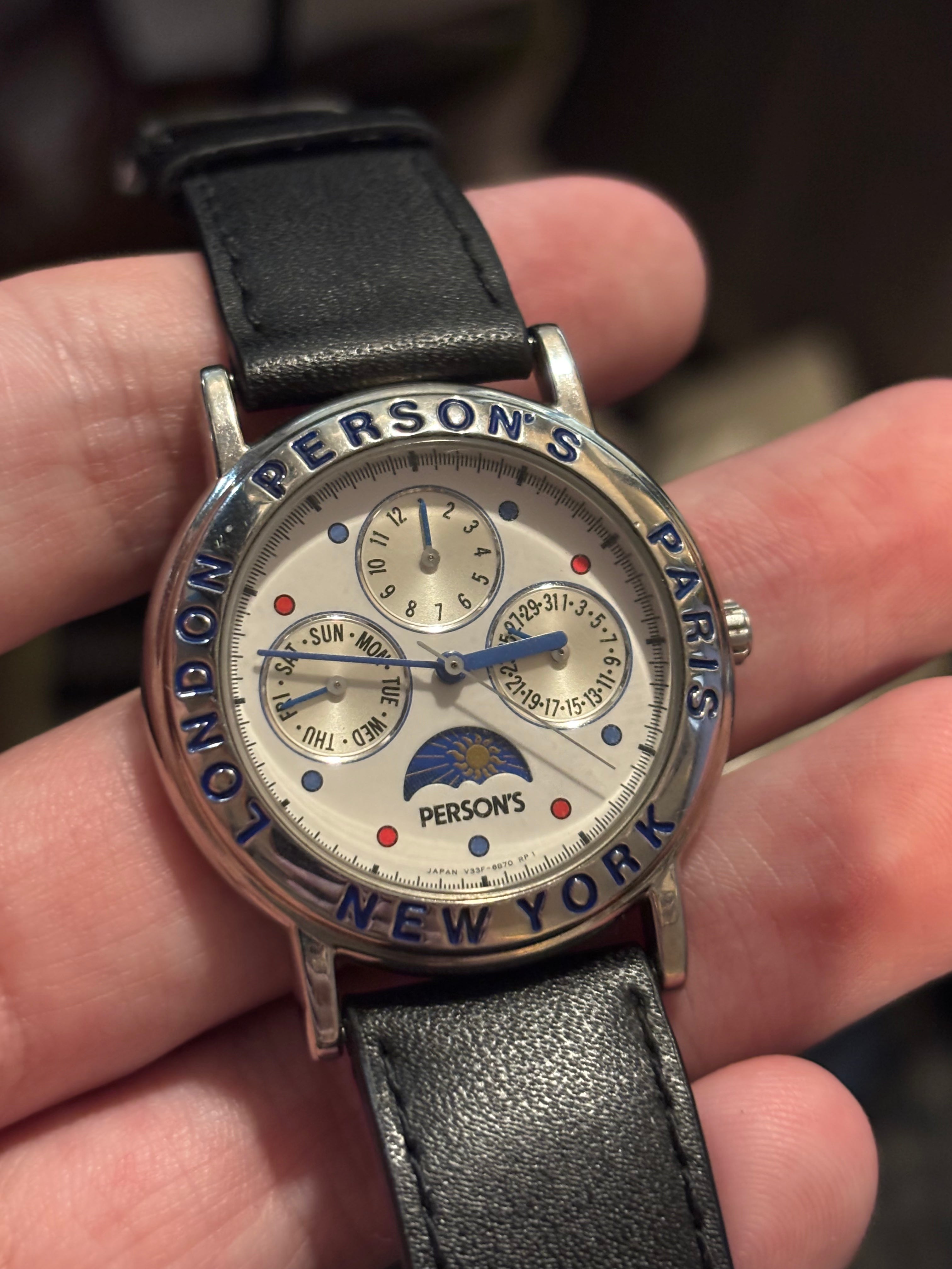 1992 Seiko Person's Triple Calender Sun and Moon Phase Watch
