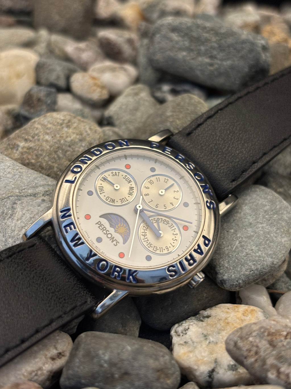 1992 Seiko Person's Triple Calender Sun and Moon Phase Watch