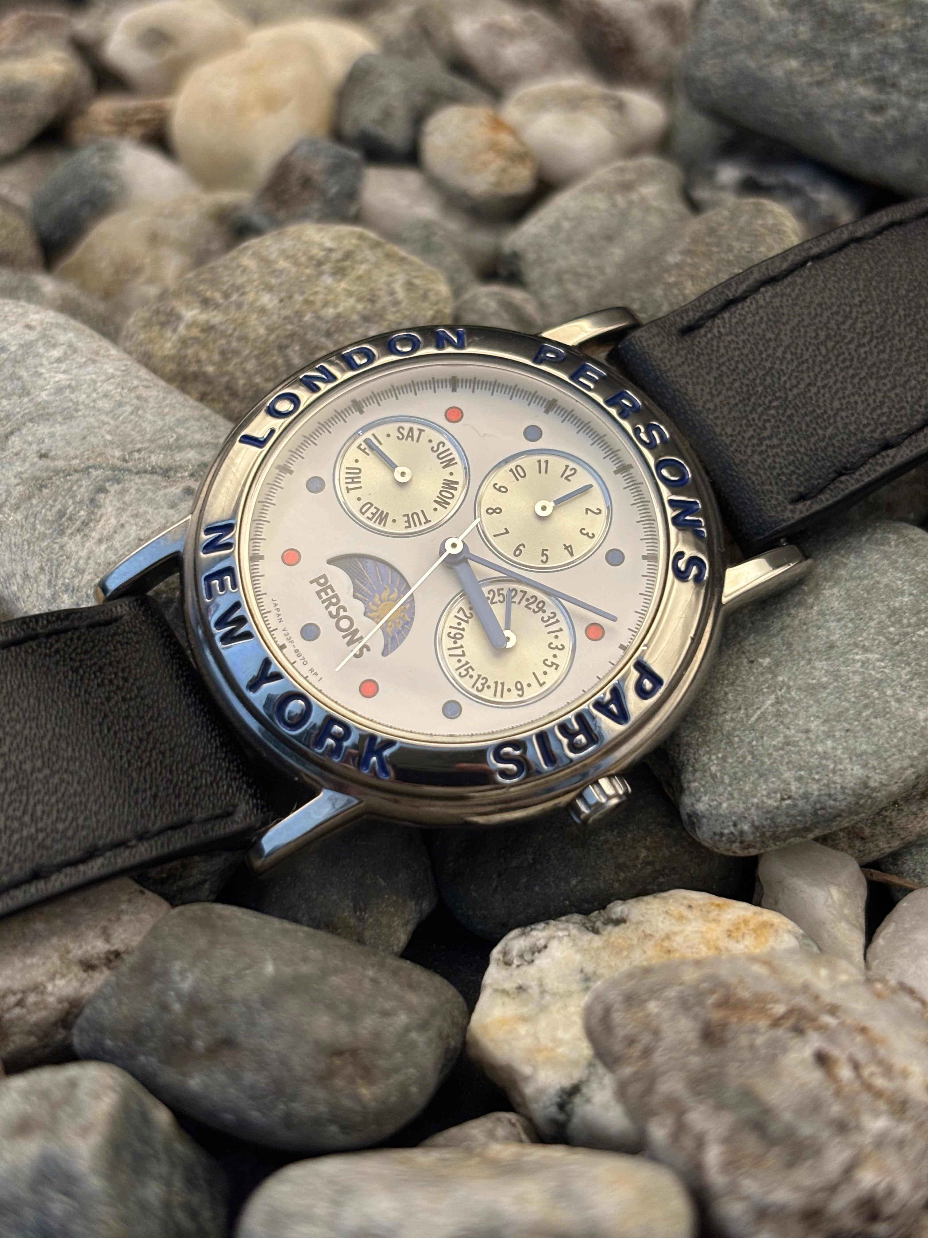 1992 Seiko Person's Triple Calender Sun and Moon Phase Watch