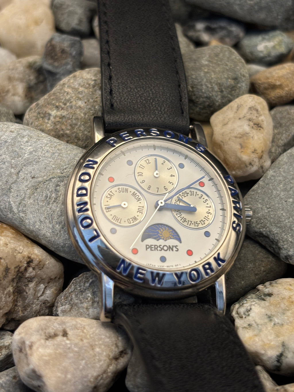 1992 Seiko Person's Triple Calender Sun and Moon Phase Watch