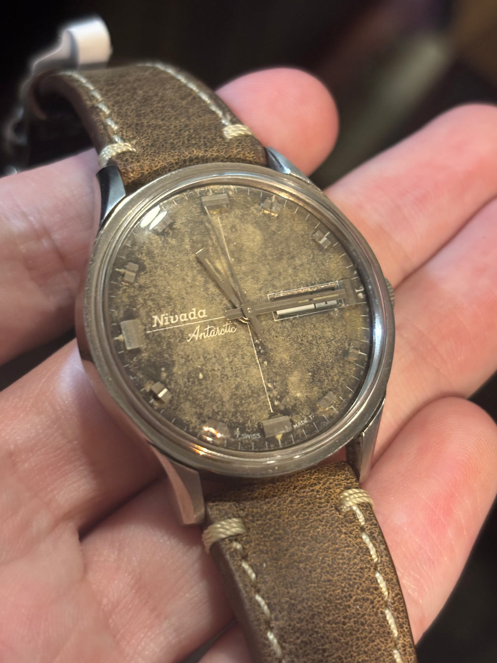 1970s Nivada Antarctic Day Date Automatic Watch