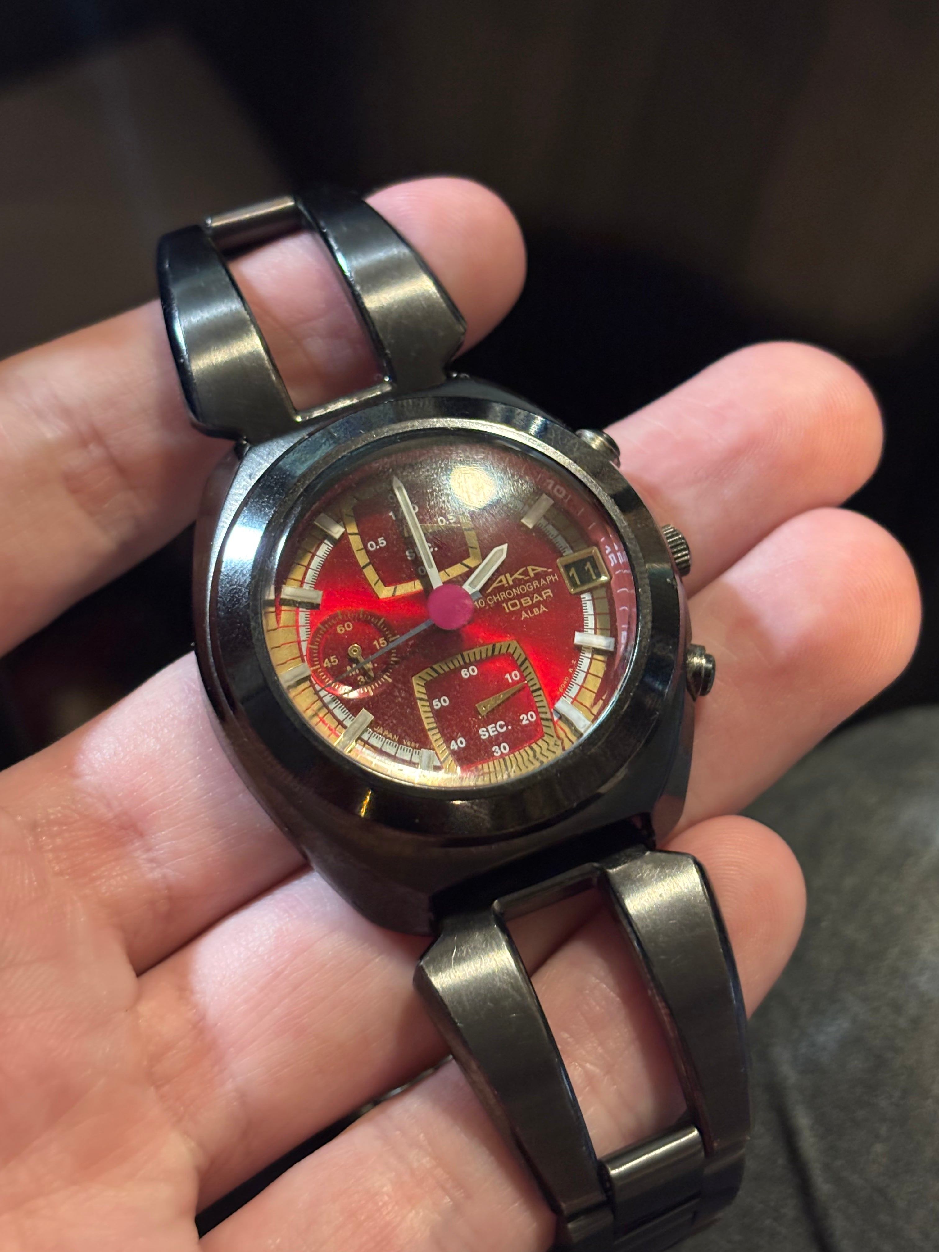 1996 Seiko Alba AKA Chronograph Red Dial Watch