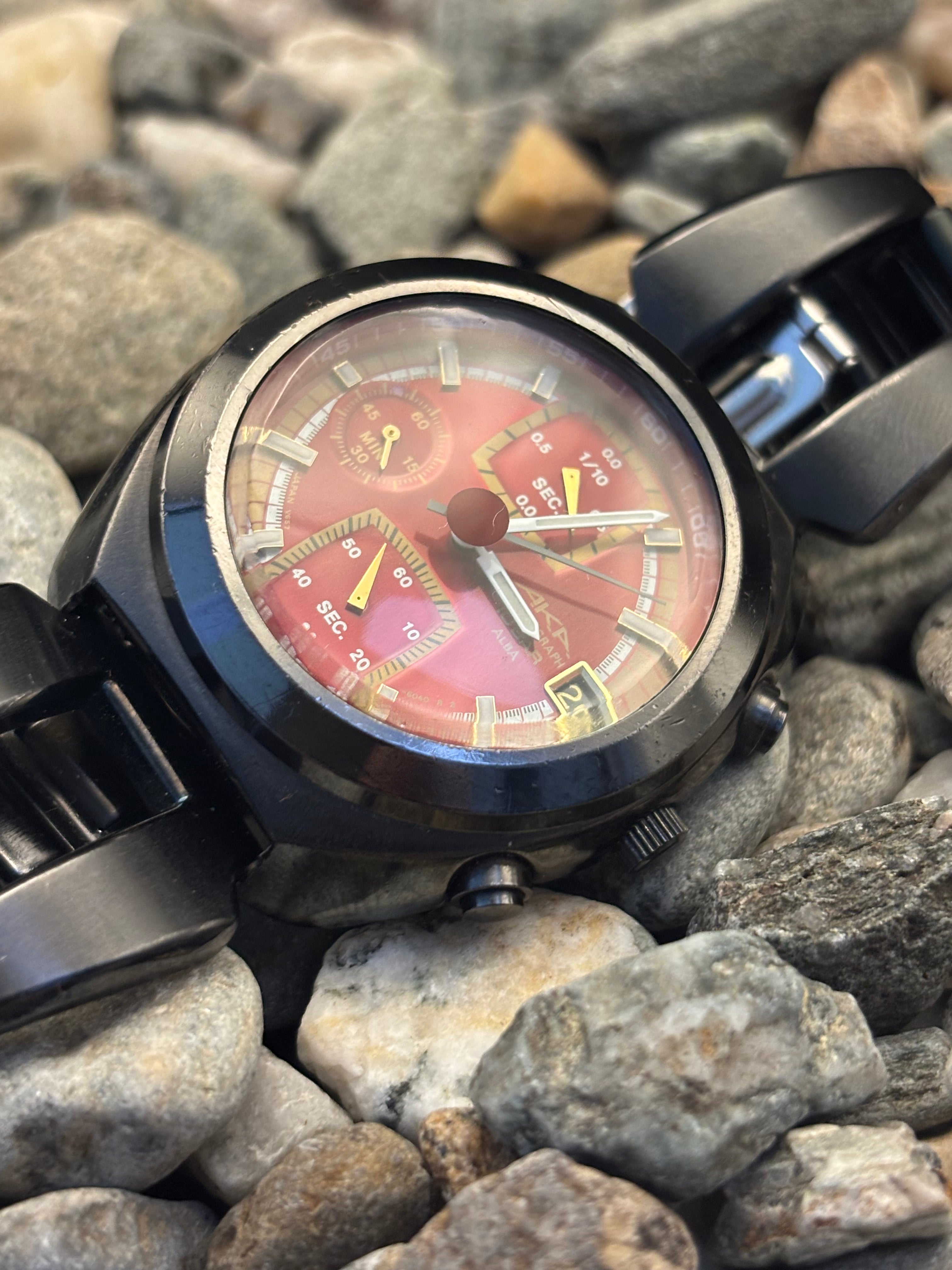 1996 Seiko Alba AKA Chronograph Red Dial Watch