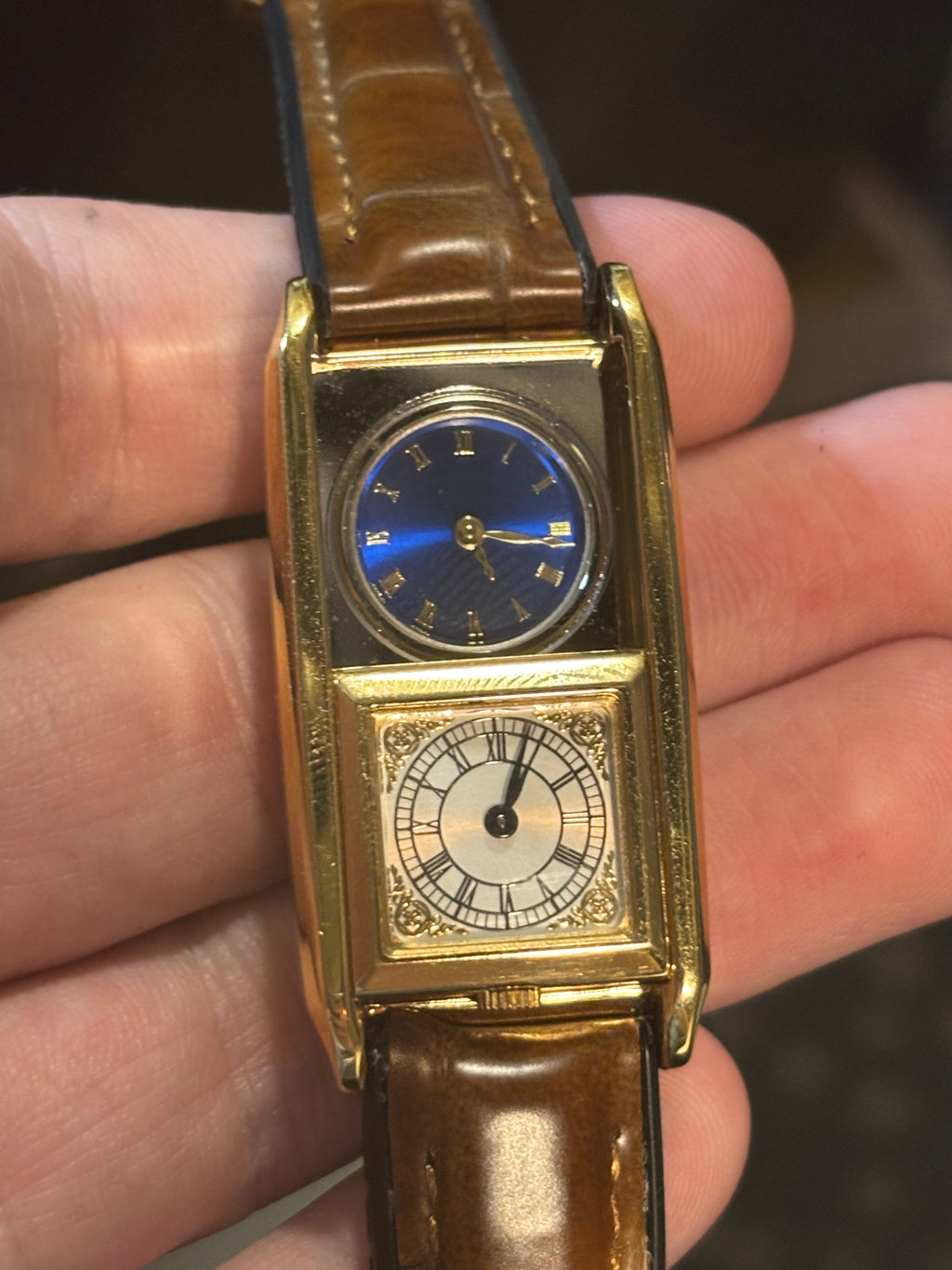 1990s The Ambassador Swiss Made Triple Movement Tank Watch by The Visccount Norwich