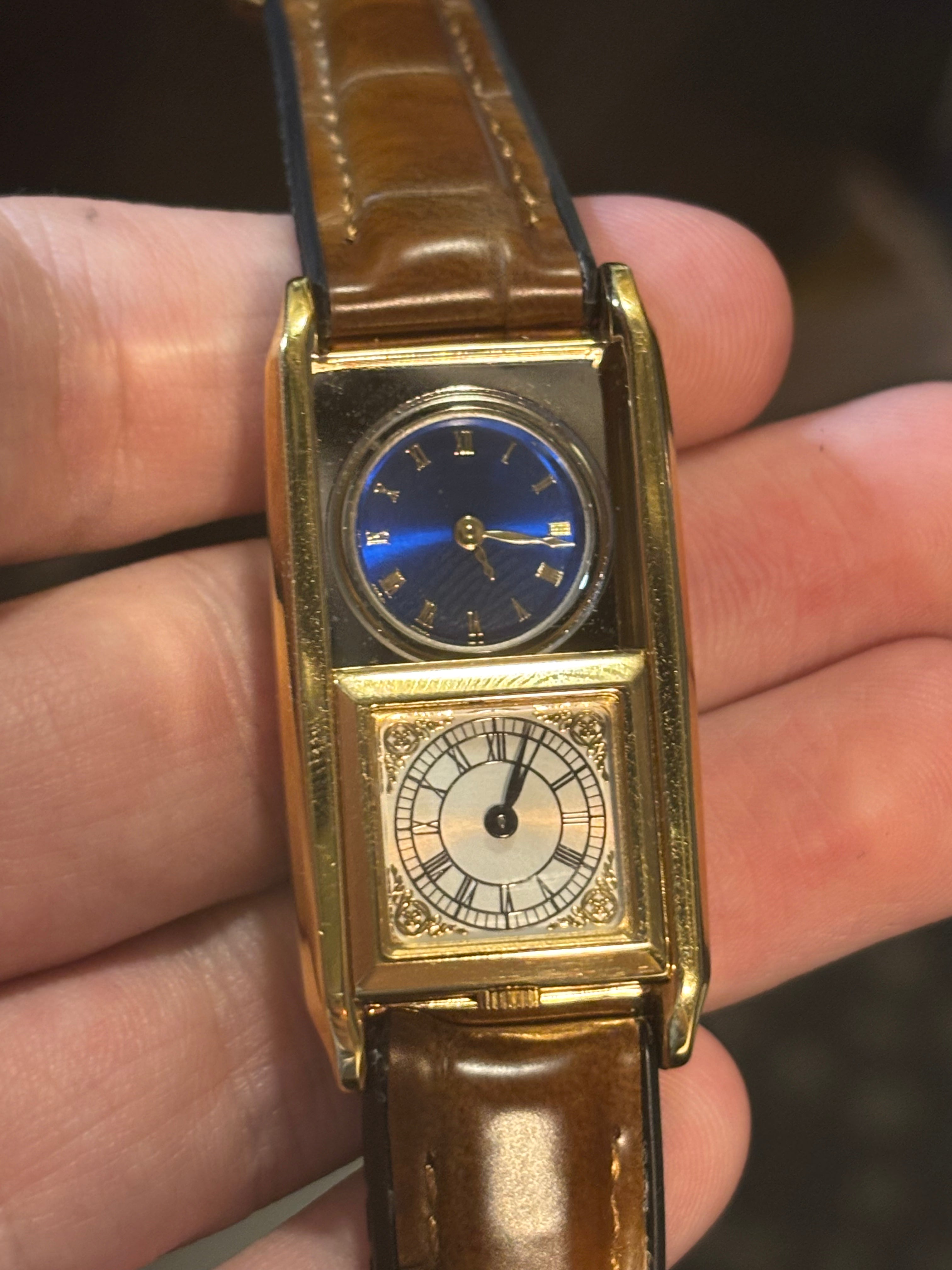 1990s The Ambassador Swiss Made Triple Movement Tank Watch by The Visccount Norwich