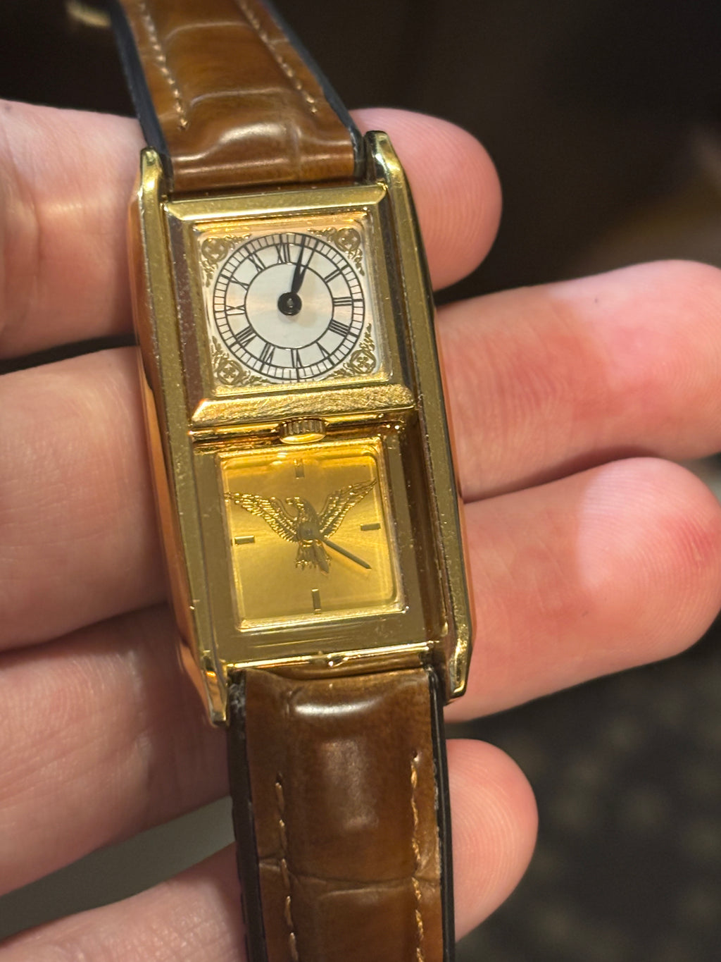 1990s The Ambassador Swiss Made Triple Movement Tank Watch by The Visccount Norwich