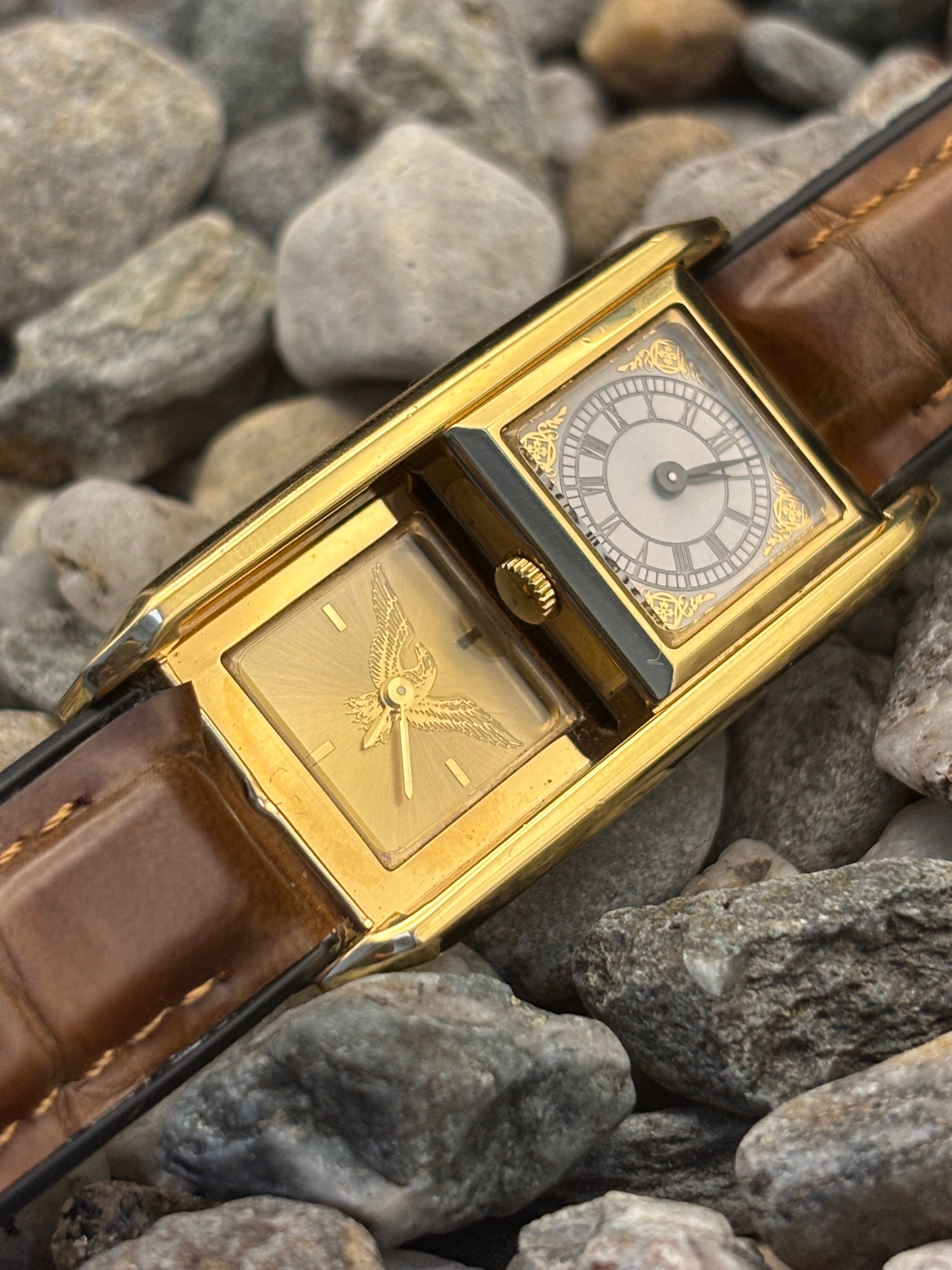 1990s The Ambassador Swiss Made Triple Movement Tank Watch by The Visccount Norwich