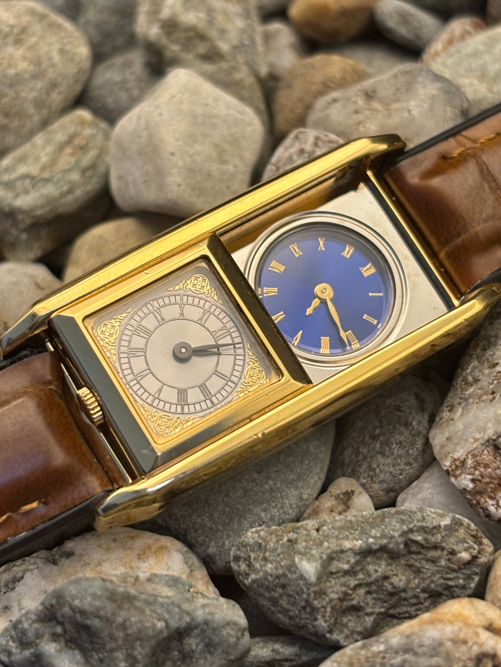 1990s The Ambassador Swiss Made Triple Movement Tank Watch by The Visccount Norwich