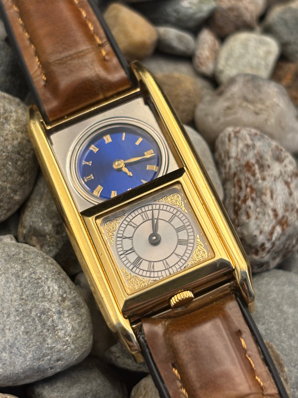 1990s The Ambassador Swiss Made Triple Movement Tank Watch by The Visccount Norwich