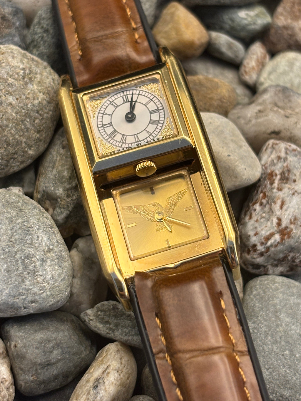 1990s The Ambassador Swiss Made Triple Movement Tank Watch by The Visccount Norwich
