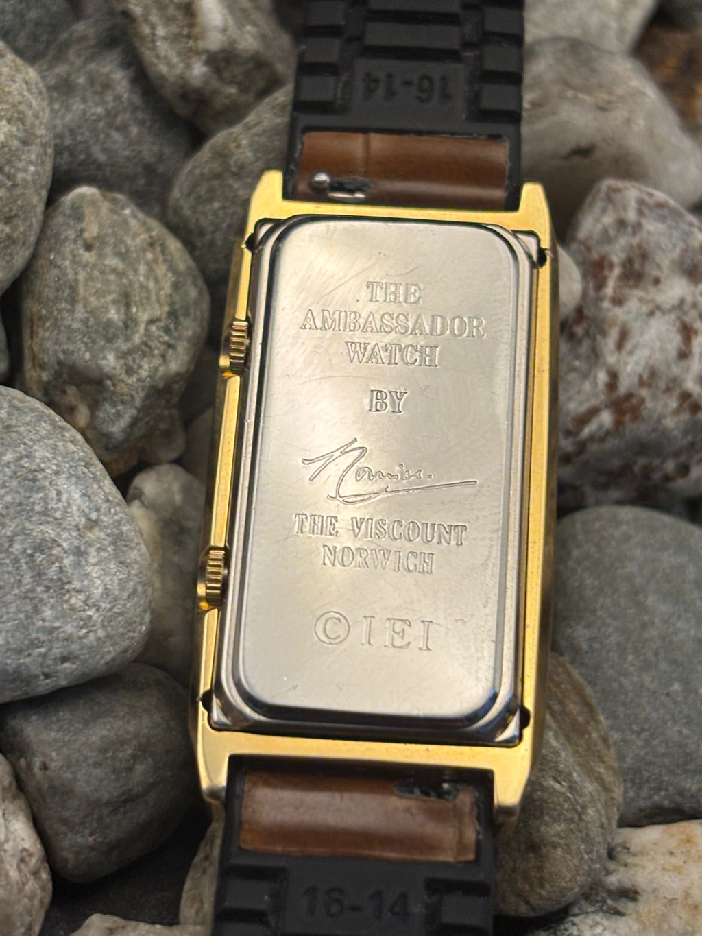 1990s The Ambassador Swiss Made Triple Movement Tank Watch by The Visccount Norwich