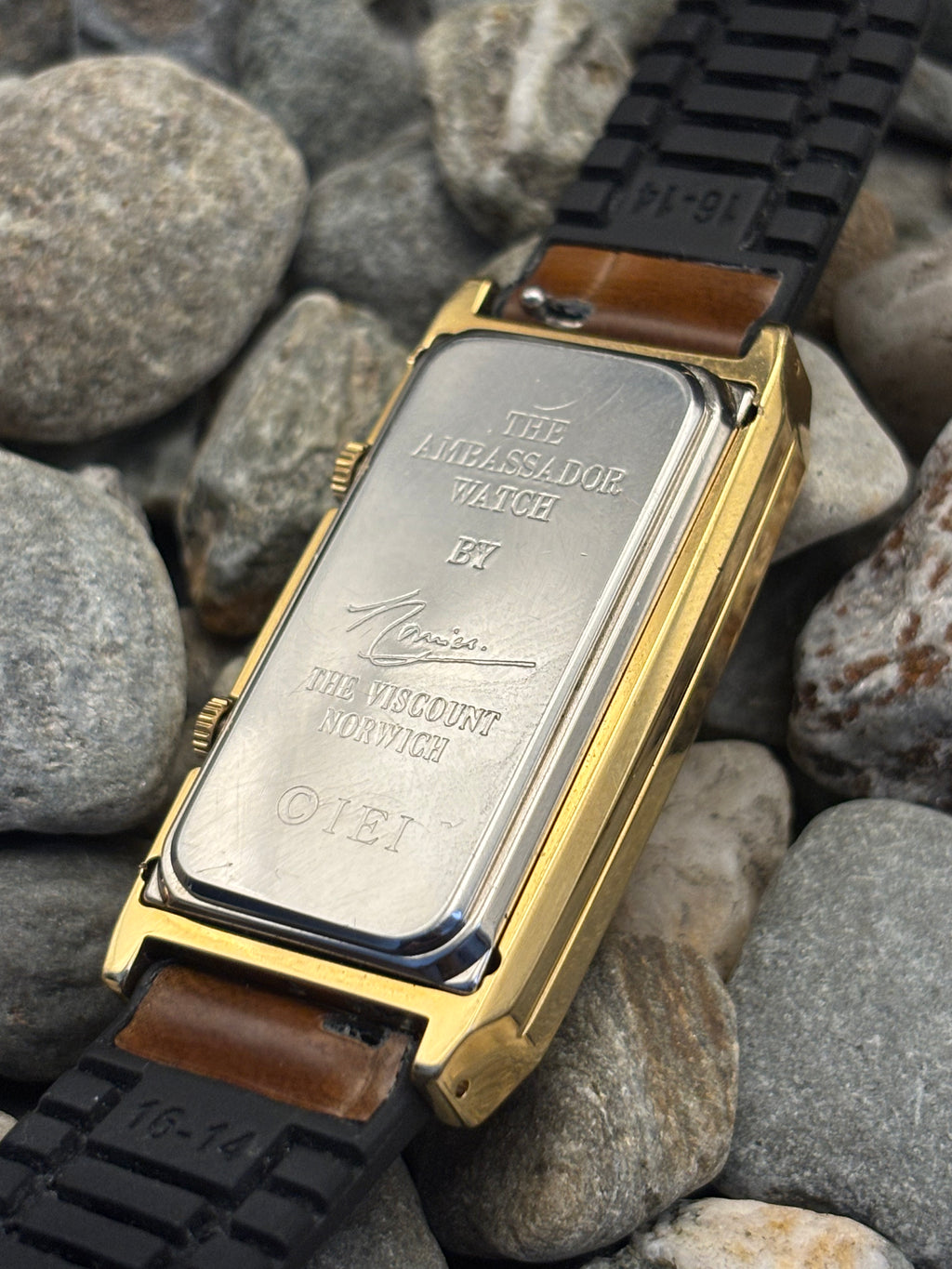 1990s The Ambassador Swiss Made Triple Movement Tank Watch by The Visccount Norwich