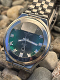 1970s Technos Kaiser Signal Emerald Green Dial Watch