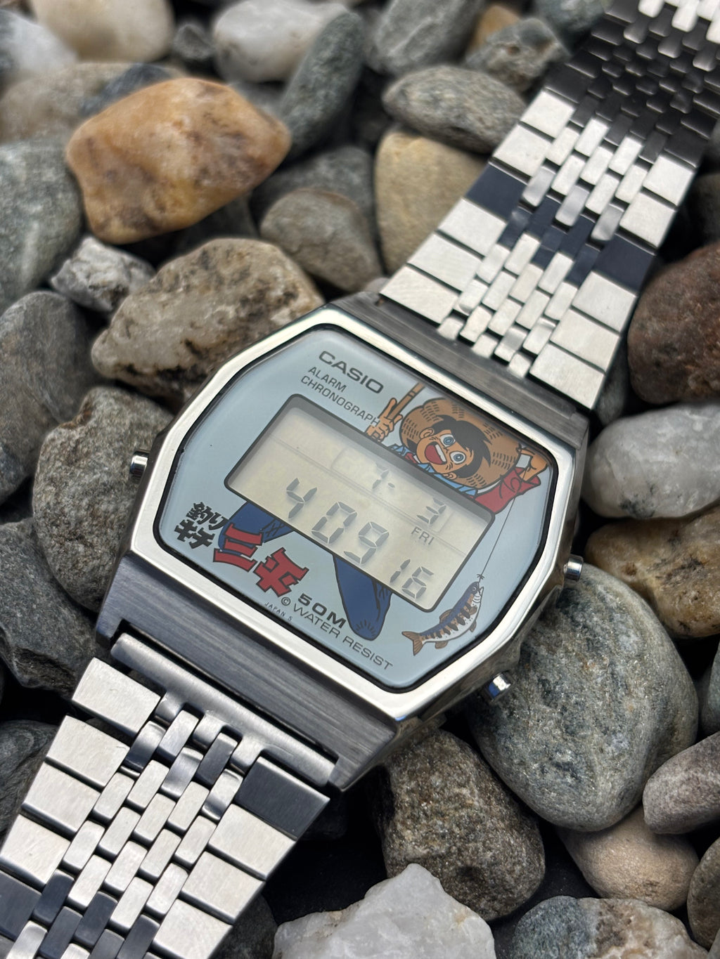 RARE 1980s Casio W-30-Tsuri Kichi Sanpei Edition